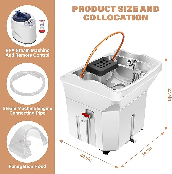 Freshlyy Head Spa Equipment with 60L Water Storage Tank, Warm Steam & Hair Wash Sink for Scalp Care and Relaxation (Head Spa Equipment-White)