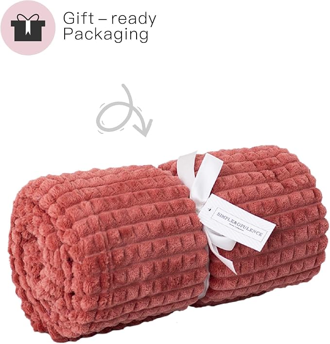 Simple&Opulence Coral Red Throw Blanket for Couch-Super Soft Fluffy Blankets for Women 50x70 Inches Cozy Lightweight Fleece Blanket for Home Decor