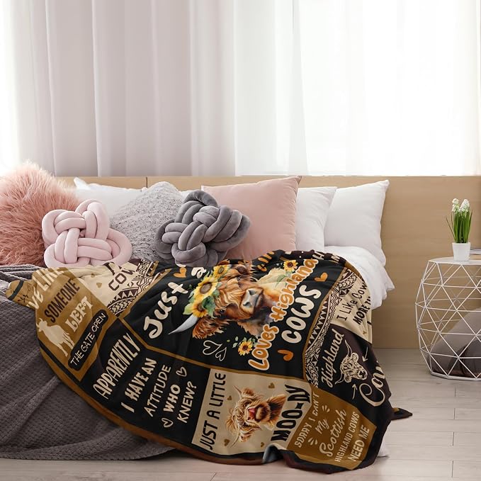 Highland Cow Gifts for Women, Highland Cow Blanket 50"x60" | Cow Gifts for Women for Birthday/Christmas/Mothers Day, Scottish Highland/Hiland/Hyland Cow Decor Throw Blanket
