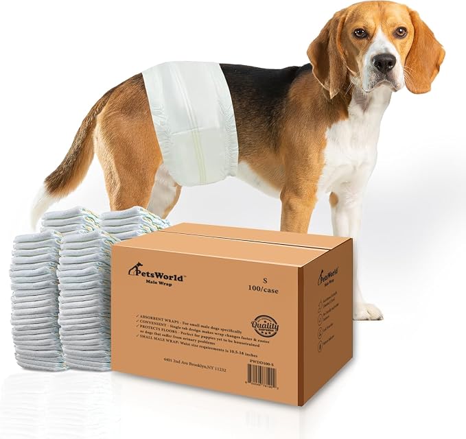 Dog Diapers Male Small 200 Count Disposable Male Dog Wraps – Super Absorbent Belly Bands with Wetness Indicator, Fur-Friendly Adjustable Fit for Incontinence & Training (Waist 10.6–16 in)