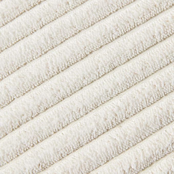 Fancy Homi 2 Pack Cream Lumbar Decorative Throw Pillow Covers 12x24 Inch with Pom-poms for Couch Bedroom Sofa, Farmhouse Boho Home Decor, Soft Corduroy Solid Rectangle Cushion Case 30x60 cm