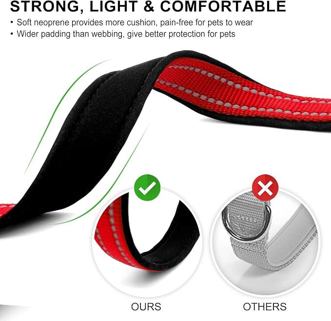 azuza Airtag Dog Collar, Large Dog Collar with Airtag Holder, Red, L