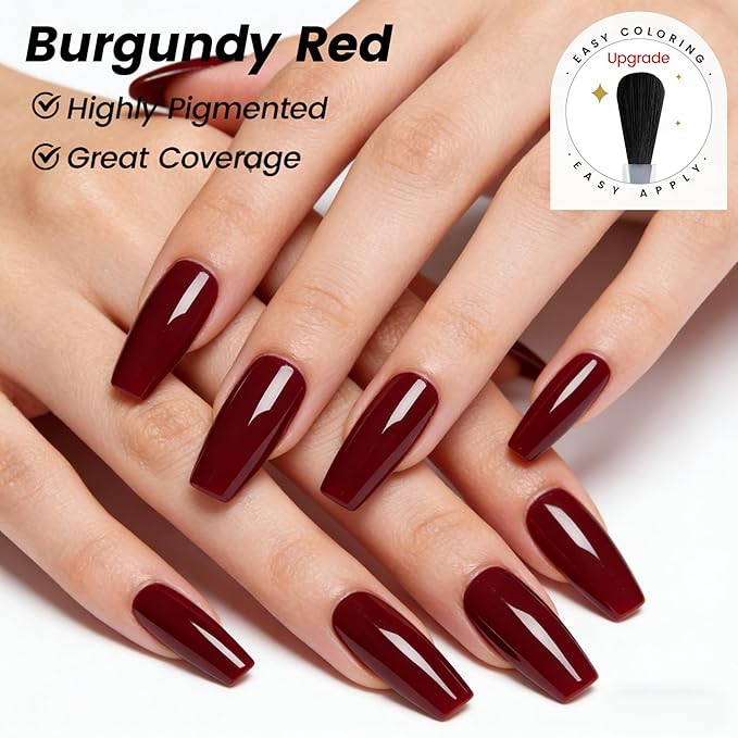 YTD Likomey Burgundy Red Gel Nail Polish,15ml Salon Home DIY Manicure and Pedicure Dark Cherry Red Fall Winter Soak Off UV Color Varnish,CS018