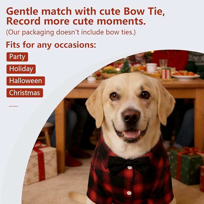 Koneseve Dog Shirt, Pet Plaid Clothes Shirt T-Shirt, Sweater Bottoming Shirt for Small Dog Cat Puppy Grid Adorable Wearing Stylish Cozy Halloween,Christmas Costumes (Red;3XL)
