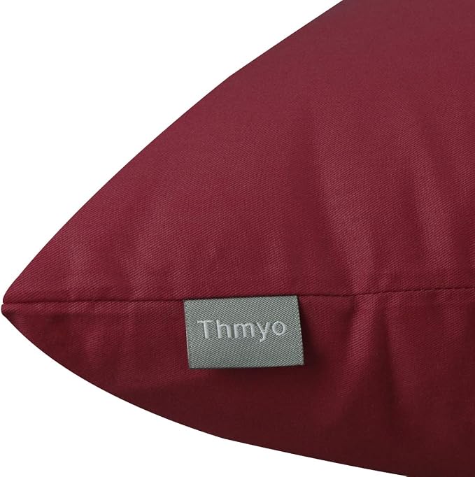 4-Pack 100% Cotton Comfortable Solid Decorative Throw Pillow Case Square Cushion Cover Pillowcase Sublimation Blank Pillow Covers(Cover Only,No Insert)(20x20inch/50x50cm, Wine red)