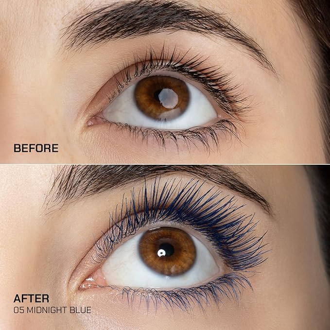 Radiant Professional Lengthening Mascara with silicone brush – Smudge-Proof Curl Mascara Volume & Length for Sensitive Eyes, Cruelty Free, Ideal for Mature & Young Women, 0.43 oz (05 Midnight Blue)