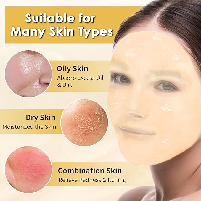 Powder Jelly Mask for Facials Professional, Peel Off Facial Mask for Hydrating & Moisturizing, Hydrojelly Mask for Women Men Skin Care, Home DIY Spa Use for All Skin with 24K Gold