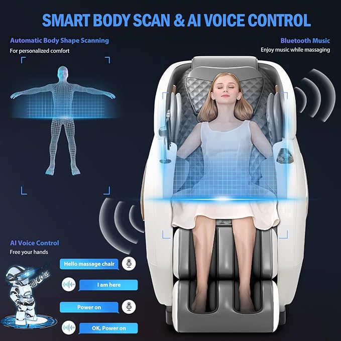 Zero Gravity Massage Chair - 57" Extra-Long SL-Track for Full Body Relief, Back/Leg Heat & Airbag Massage - Relieve Back Pain for Sedentary Workers/Elderly