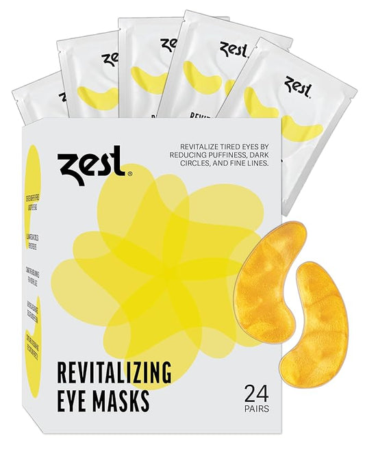 ZEST Under Eye Mask w/Collagen & Hyaluronic Acid - Gel Patches Brighten & Reduce Puffy Eyes, Dark Circles, Wrinkles, Undereye Bags - Bridesmaids & Birthday Gift for Women (24 Pairs, Gold)