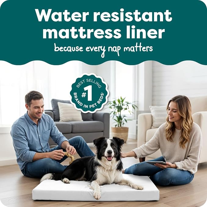 Furhaven Dog Bed Liner Water-Resistant Foam Mattress Protector Cover - White, Large