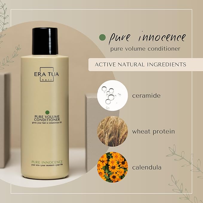 Pure Innocence Volume Conditioner | Dutch Made & Formulated | Boosts Volume for All Hair Types | Floral Scent of White Jasmine, curly hair conditioner Rose Ylang-Ylang & calendula | 750 ml
