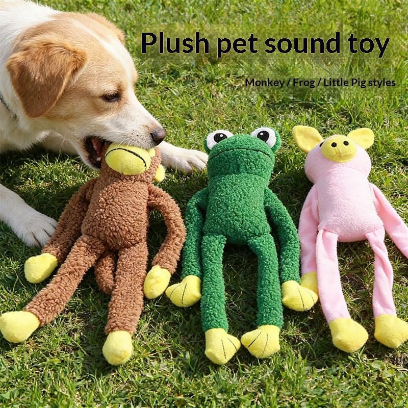 Plush Squeaky Dog Toy, Animal-Shaped Chew Toy for Small and Medium Dogs Interactive Play (Green)