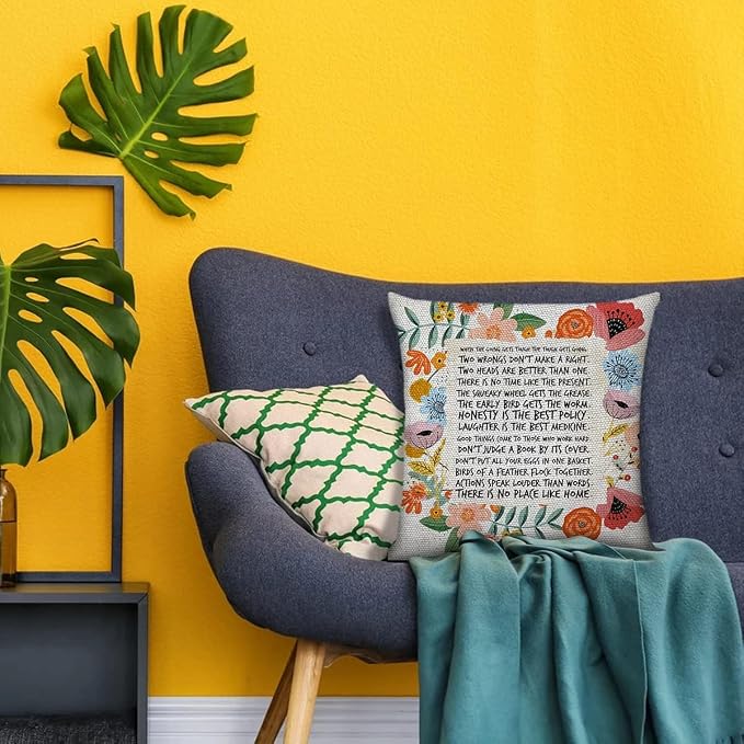 Littlefa Inspiring Gifts Cute Colour Retro Flower Throw Pillow Cover Retro Flower Cushion Cover Decorative Pillowcase Living Room Bedroom Decor for Girls Friends Daughter Niece Women -When the Going