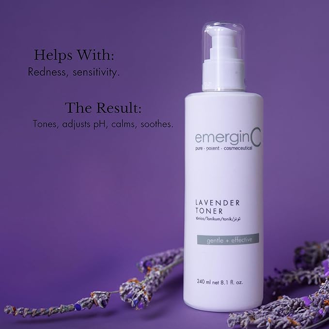 emerginC Soothing Lavender Toner - Gentle + Soothing Toner with Chamomile + Magnolia for Sensitive Skin + Minor Visible Redness (8.1 oz, 240 ml)