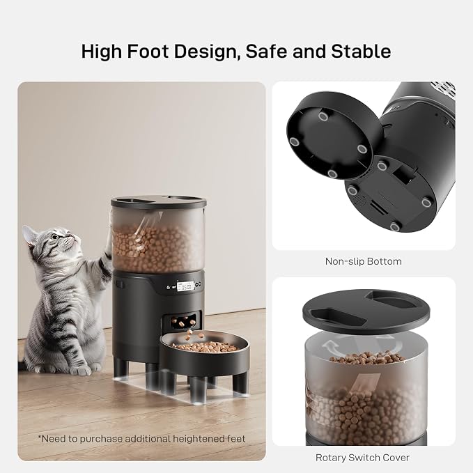 IMIPAW PET Automatic Cat Feeder: 3L Auto Food Dispenser with Timed Feeding| 6 Meal Programmable& 1-20 Portion Precise Control- Easy to Clean for Cat Indoor| Desiccant Keep Food Fresh with Staiess Bowl