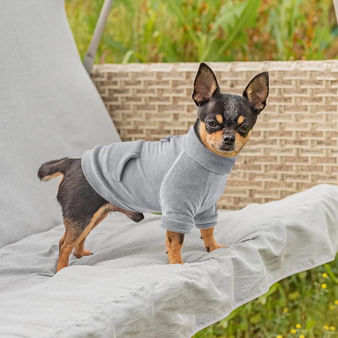 Idepet Fleece Sweater 2 Pack,Turtleneck Sweatshirt Pet Clothing | Winter Dog Clothes,Stretchy,Small Coat,Cat Apparel,with Leash Ring,for Small Medium Dogs Cats,with Pocket