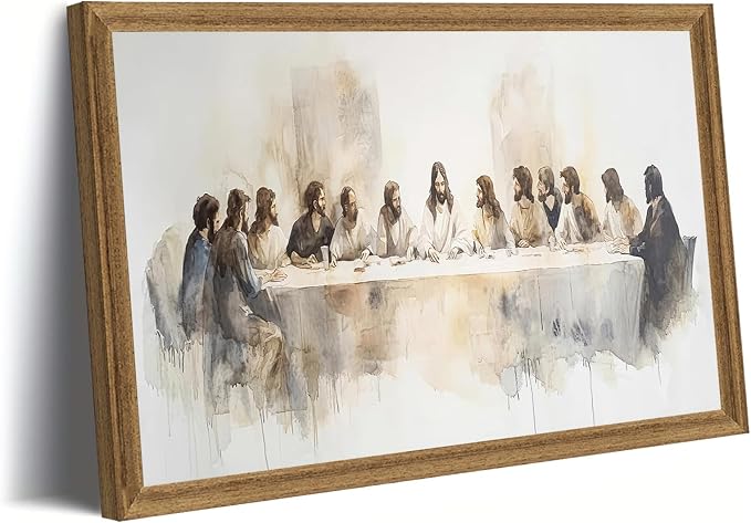 Fantasy Artists The Last Supper Christian Wall Art – Sacred Biblical Scene of Jesus and the Twelve Apostles, Reverent Religious Artwork for Church, Prayer Room & Faith-Centered Home,24W X 36H