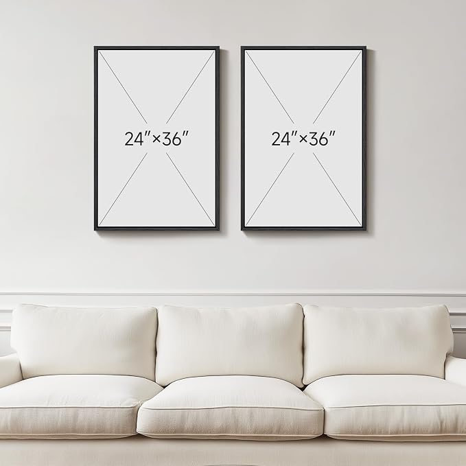 Large Framed Green Abstract Wall Art, 2 Piece Modern Canvas Prints Paintings, Black and Gray Pictures with Gold Accents for Living Room Hallway Dining Room Bedroom Office Wall Decor 24x36 In