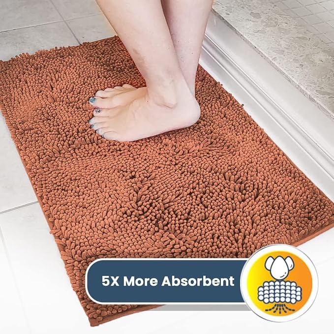 Muddy Mat® | Super Water Absorbent Door Mat Indoor, Microfiber Quick Dry Chenille Entryway Rug, Slip Resistant Front Door Mat, Indoor Mats for Entryway, Machine Washable Pet Rug, Peach 20" x 33"
