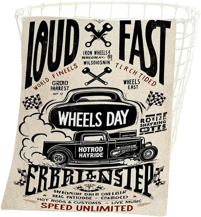 Hotrods Car Hand Towel Old School Vintage Face Towels Suit Travel Sports Pool Swimming Bath Camping Spa Gym Yoga,15x30 Inch