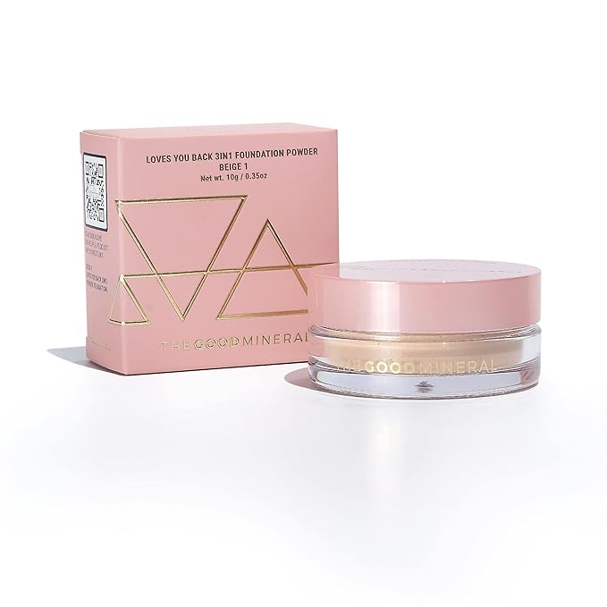 The Good Mineral Loves-You-Back 3in1 Mineral Powder Foundation (BEIGE 1) | Designed for Rosacea, Acne-Prone, Sensitive Skin | 3IN1 Concealer, Powder + Foundation | Non-Caking, Non-Drying
