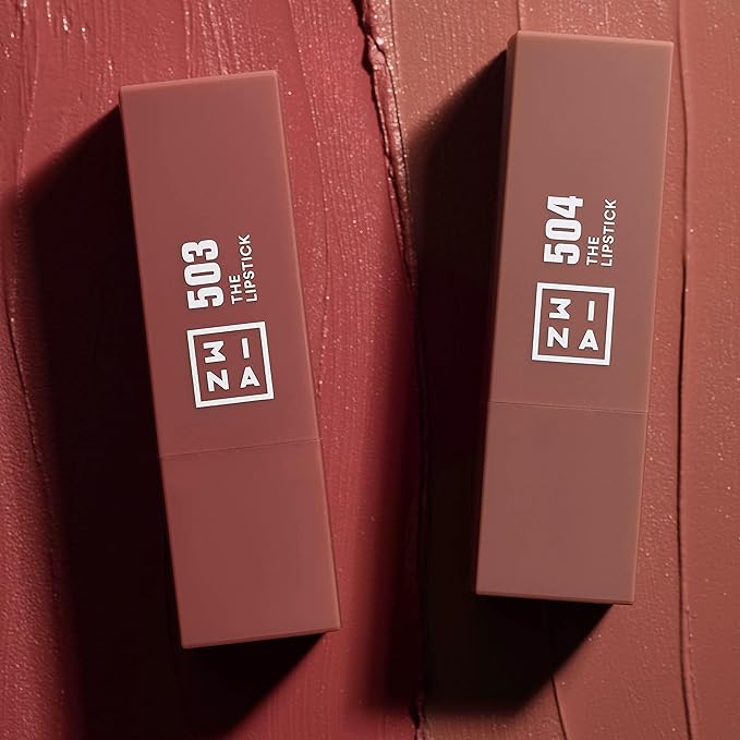3INA The Lipstick - Moisturizing Lipstick for Women - Semi-Matte Satin Finish with 5-Hour Long Wear - Highly Pigmented and Comfortable - 504-0.16 oz