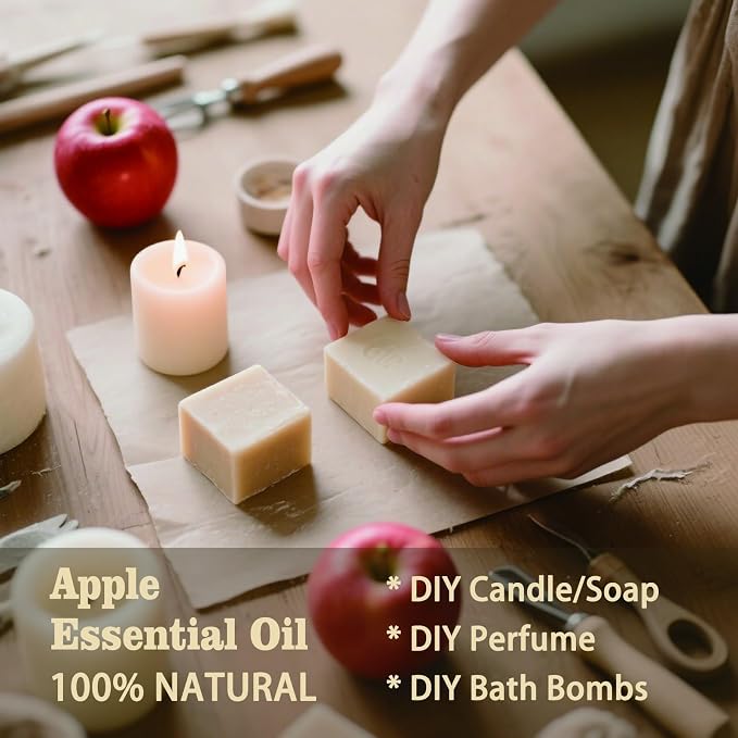 Apple Essential Oil, Apple Oil for Diffuser, Humidifier, DIY Candle, Soap, Fresh Scent, Kitchen, Home, Gift Ready,Apple Fragrance Oil - MLYNKL Essential Oils (8.33 fl oz / 250ml)