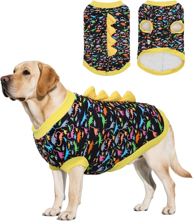 CuteBone Dinosaur Costume Dog Shirt, Stretchy Velvet T-Shirt Clothes for Medium Dogs, Soft & Breathable Pet Tee Outfit Frenchie Apparel for Daily Wear, Cozy Pullover Design Puppy Fashion COSBX01XXL
