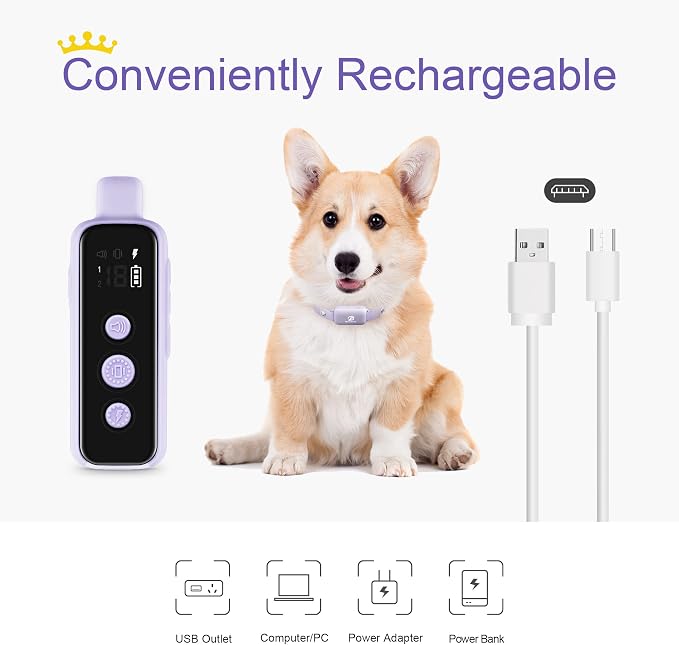 Bousnic Dog Shock Collar for 2 Dogs - (8-120lbs) Waterproof Rechargeable Electric Dog Training Collar with Remote for Small Medium Large Dogs with Beep Vibration Safe Shock Modes(Purple)