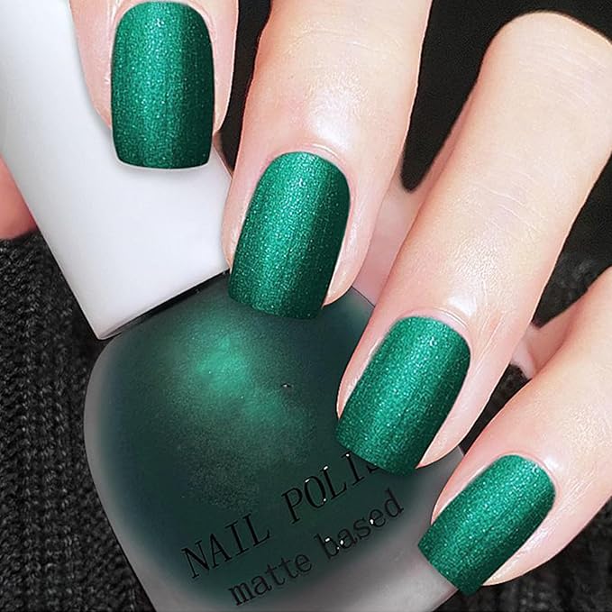 Velvet Emerald Matte Green Nail Polish - Quick Dry, Shimmery Forest