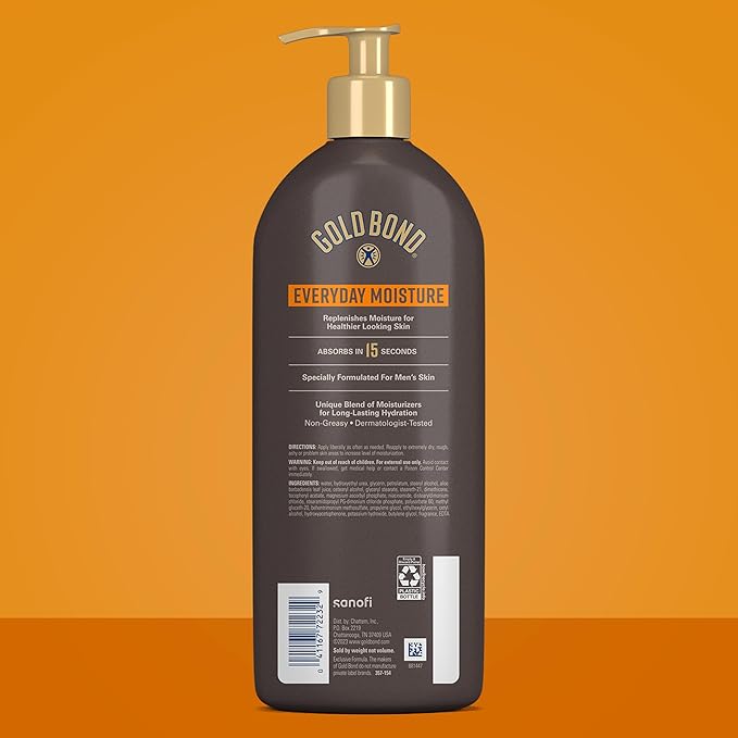 Gold Bond Men's Essentials Everyday Moisture Daily Body & Hand Lotion With Vitamin C, Hydrating Lotion Formulated for Men's Dry Skin, Value Size, 24 oz.