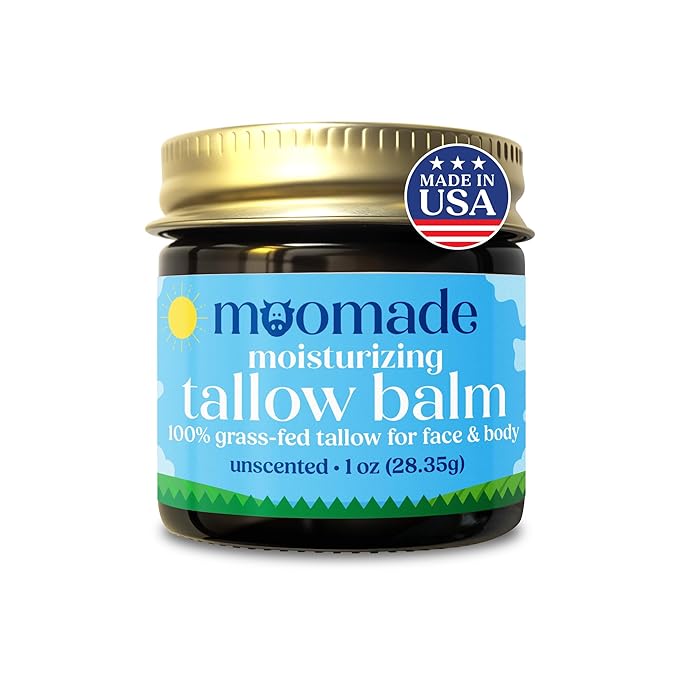 Organic Beef Tallow Bag Balm with Rosehip Oil | Unscented 1 oz – Hand Made in USA 100% Grass-Fed Beef Tallow Moisturizer for Face & Body, Baby, Eczema, Acne-Prone & Sensitive Skin