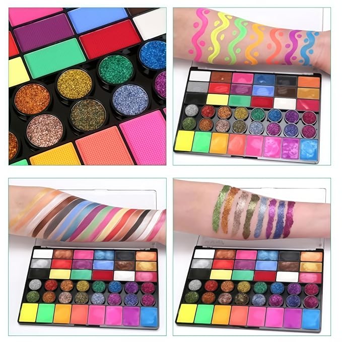 Color Face Painting Kit,Non-Toxic Water,Washable Paint for Kids For Halloween,Carnival,Party,Costume Makeup for Creative Activities (42 Colors)