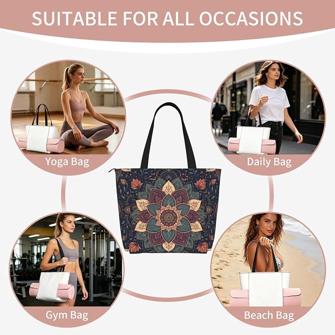 Christian Cross Jesus God Yoga Mat Bag for Women with Mats Bags Carrier Carryall Canvas Tote with Zipper Pocket, Polyester Gym Bag for Yoga Pilates Beach Travel Fitness Workout Gifts for Yoga Lovers