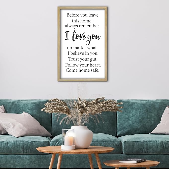 RLWangChao Before You Leave This Home Wall Decor Art 24"X16" Wood | I Love You Sign, Inspirational Quotes, Family Entryway, Wood Framed Wall Hanging