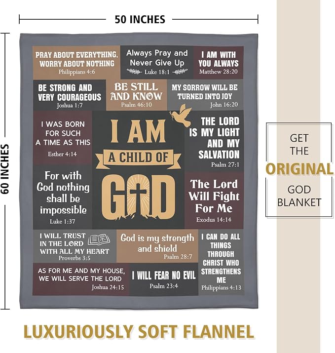 Christian Gifts for Men, Christian Blanket, Birthday Gifts for Men | Baptism Gifts for Boy, Teen Boy Gifts Trendy Stuff, I Am a Child of God Blanket, First Communion Gifts for Boys(50 * 60)