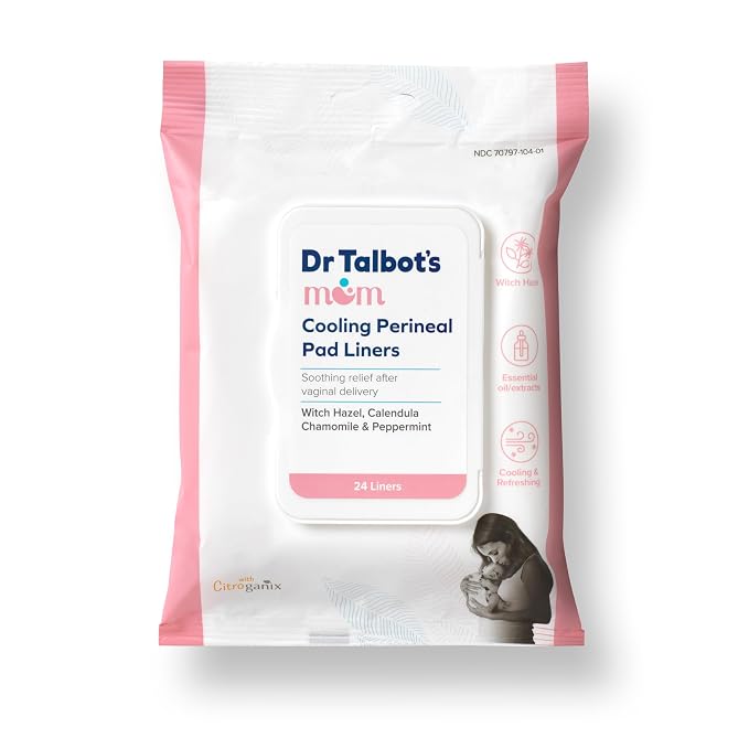 Dr. Talbot's Mom Witch Hazel Perineal Pad Liners - Quick Cooling Relief for Postpartum Care - 24 Count
