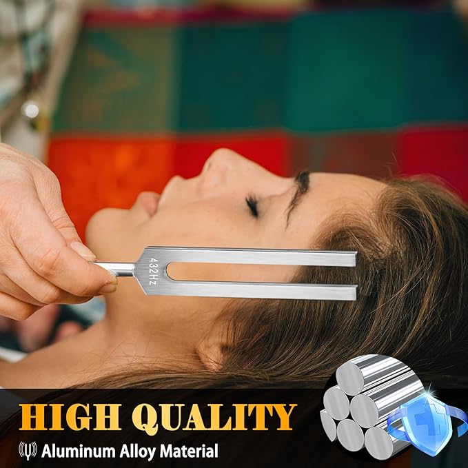 Tuning Fork 432hz with Reflex Hammer for Healing Chakra Set,Healing/Sound Therapy/Aluminum Alloy Sensory Tuning Fork Activator for Healing, Therapy Non Magnetic