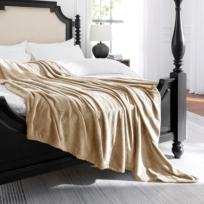 Beige Fleece Plush Throw Blanket 60"x80"for Couch Sofa Fuzzy Cozy Flannel | Super Soft Lightweight Microfiber Blanket for Bed Chair bedroom Home Decor All Season,Birthday Gifts for Women Mom Adult