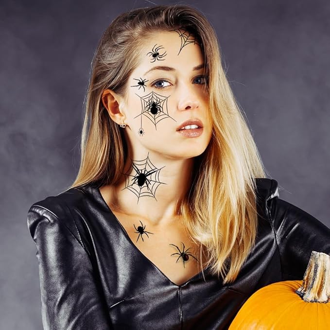 10 Sheets Halloween Temporary Tattoos Red Brown Spider Fake Tattoos Spider Web Styles Mixed Halloween Tattoos Waterproof Cobweb Tattoo Realistic Black Stickers for Kids Boys Girls Body Art Makeup