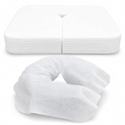 ForPro Massage Face Rest Covers, Ultra Soft, Hypoallergenic, Latex-Free, Disposable Headrest Covers, 16.5” L x 13.75” W, White, 100-Count