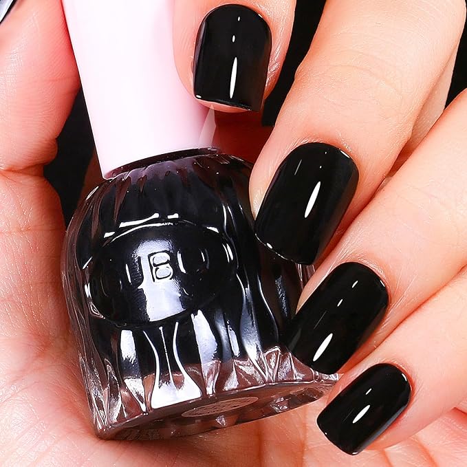 Major Dijit Quick Air Dry Nail Polish Black Regular Nail Polish Non UV Gel Hema 0.34 fl oz.