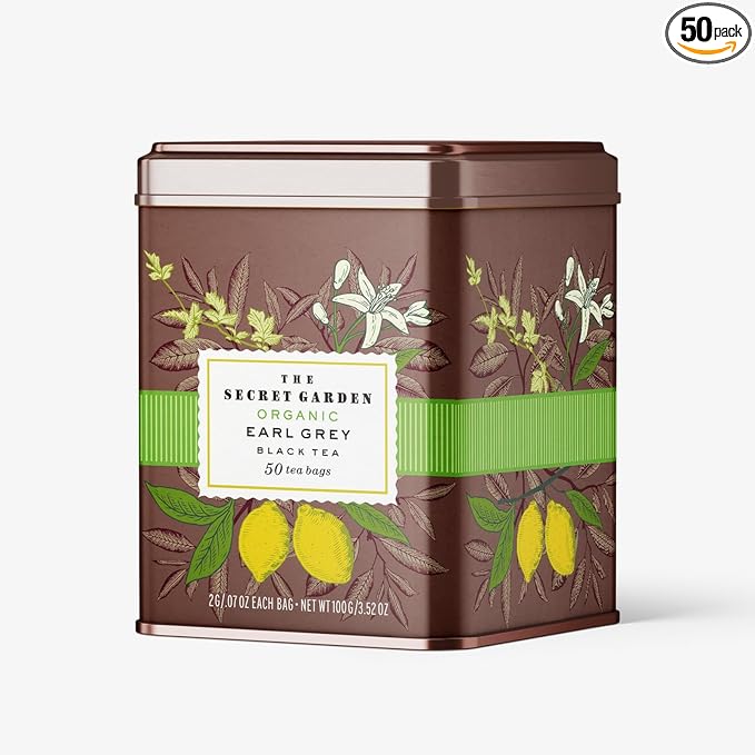 Life Plus Style Gourmet The Secret Garden Organic Earl Grey Black Tea Caffeinated 50 Premium Tea Bags Natural Bergamot Citrus Non GMO Gluten Free Hot or Iced Tea