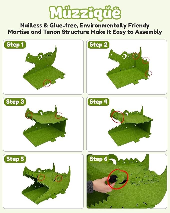 Thickened Felt Cat Bed House, Cat Hideaway Condo with Perch, for Indoor Cat | Elevated Large Furniture for 35 LBs Puppy, Rabbit Hideout Cave, Kitten Hidden Play Hole, Cute Crocodile Scratching Pet Sofa