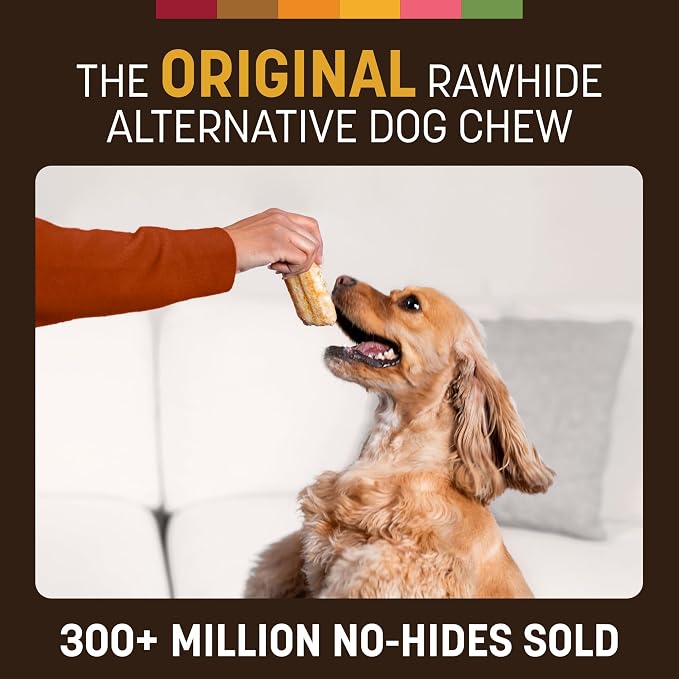 Earth Animal No Hide Dog Chews - Small Rolls 6 Count Peanut Butter | Small Rolls Peanut Butter Flavored Natural Rawhide Free Long Lasting Dog Chews - Pet Treats for Small Dogs
