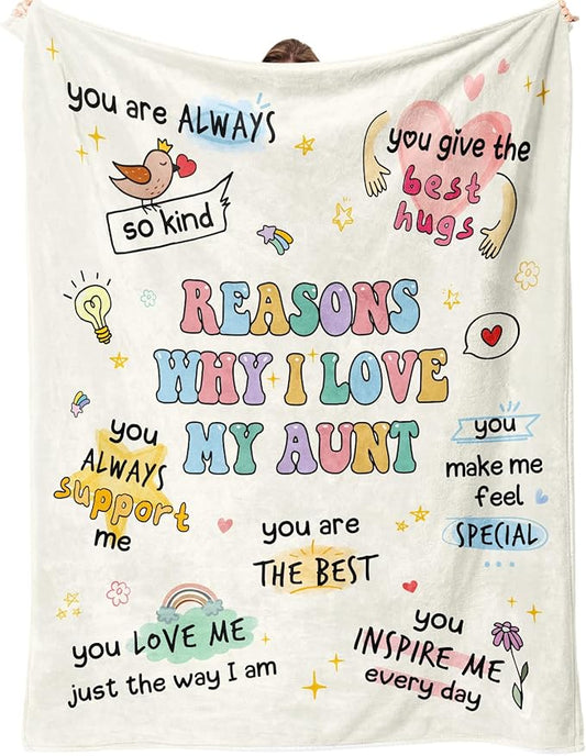 Aunt Gifts, Aunts Birthday Gifts, Auntie Gift for Women, Gift for Aunts from Niece Nephew, Best Auntie Ever Present Ideas for Christmas Mothers Day, to My Auntie Throw Blanket 60”x50”