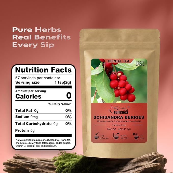 FullChea - Schisandra Berries, 4oz/114g, Dried Schisandra Chinensis Berry | Natural schisandra berry tea, Non-GMO, caffeine-free, flexible bulk herb for custom tea blends
