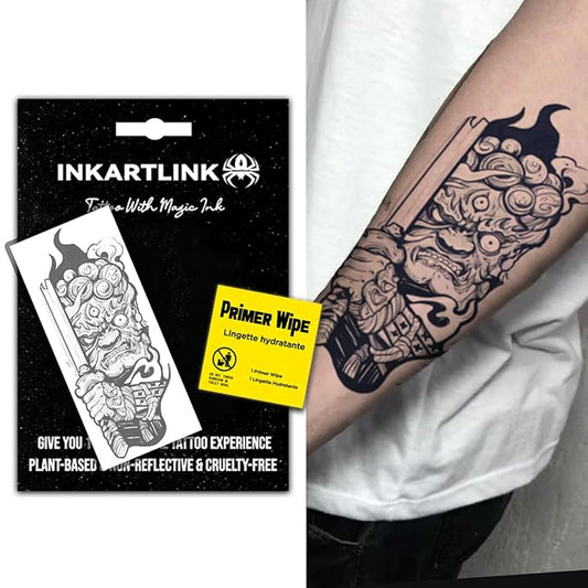 INKARTLINK Semi Permanent Tattoo, Creative Party Tattoo, Exquisite and Realistic Design, Interesting Tattoo Experience, Cruelty-free, Non-reflective, Waterproof (Prajna Warrior)