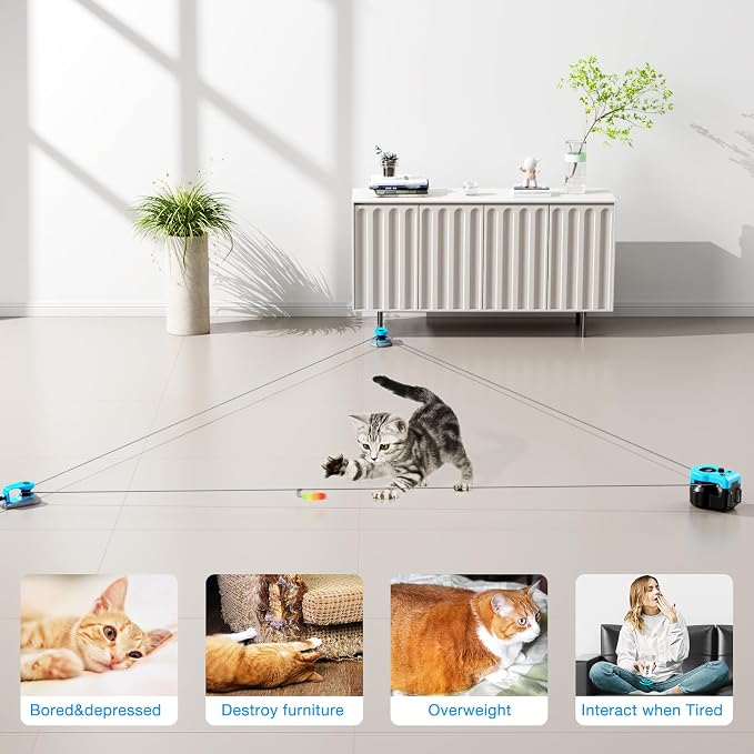 Interactive Cat Toy for Indoor Cats with Remote-Sky Blue