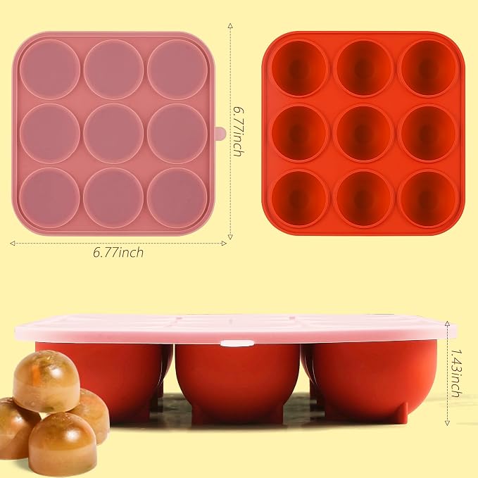 9-Cavity Silicone Frozen Dog Treat Mold with Lid for Woof Pupsicle & Power Chewer Pupsicle Large 25-75lbs,Reusable Frozen Dog Treat Tray Mold for Pupsicle